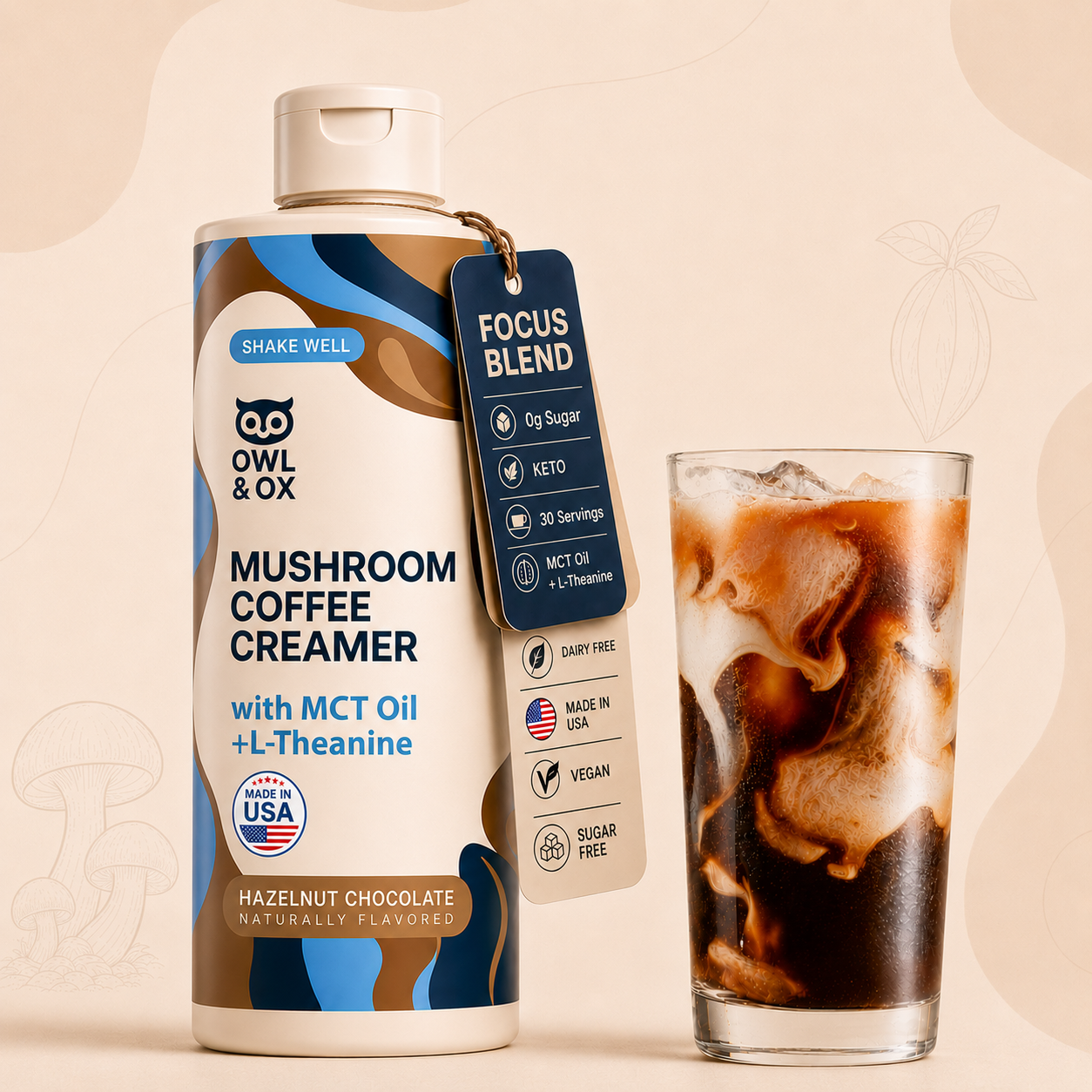 Brain Boost - Mushroom, MCT, L-theanine Creamer – Owlandox